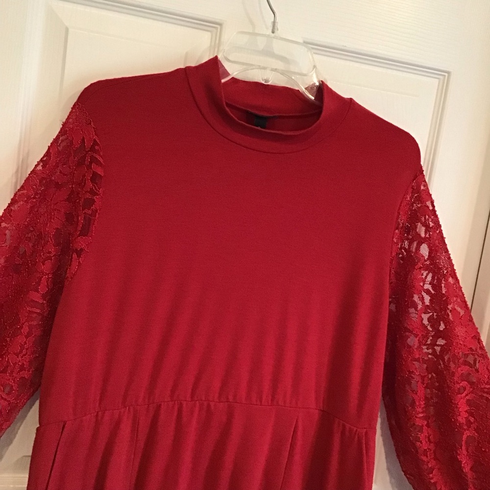 Torrid Red dress with lace sleeves, Size 2